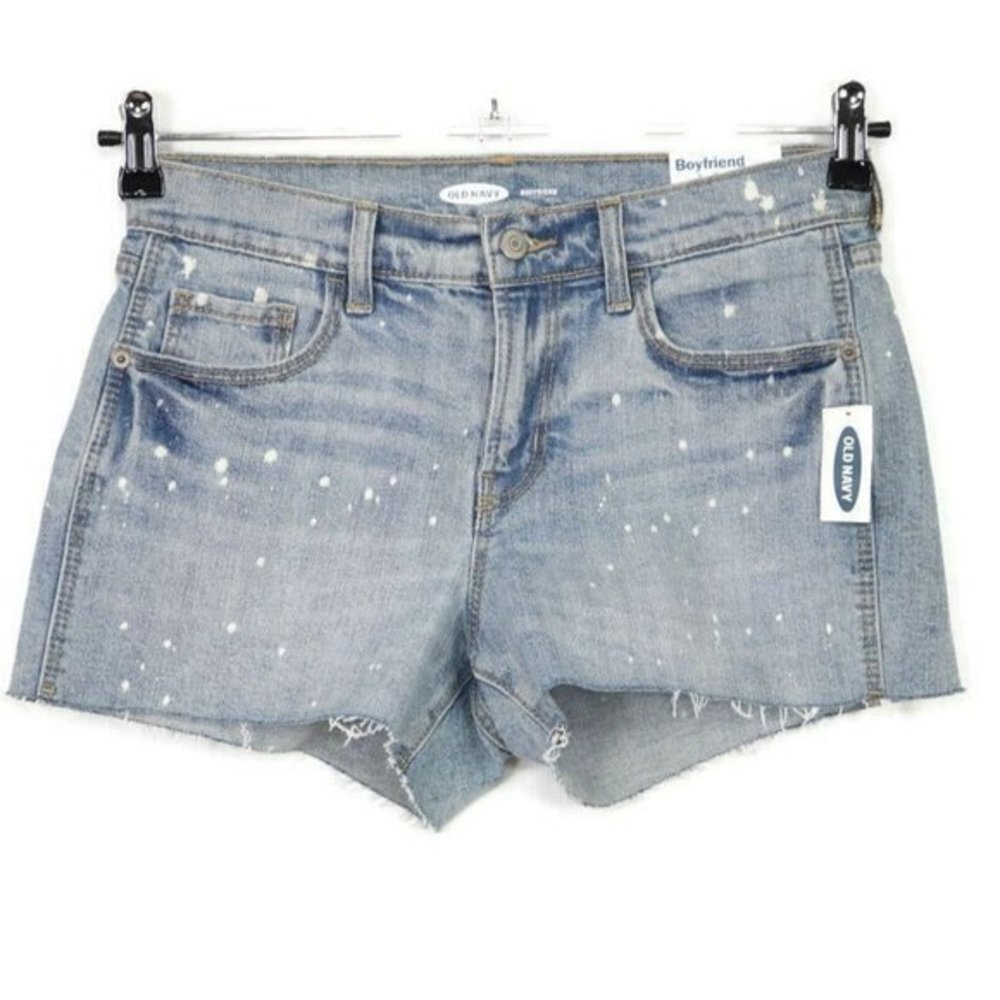Old Navy Boyfriend Cut Off Jean Shorts Bleached Distressed Stretch‎ 0